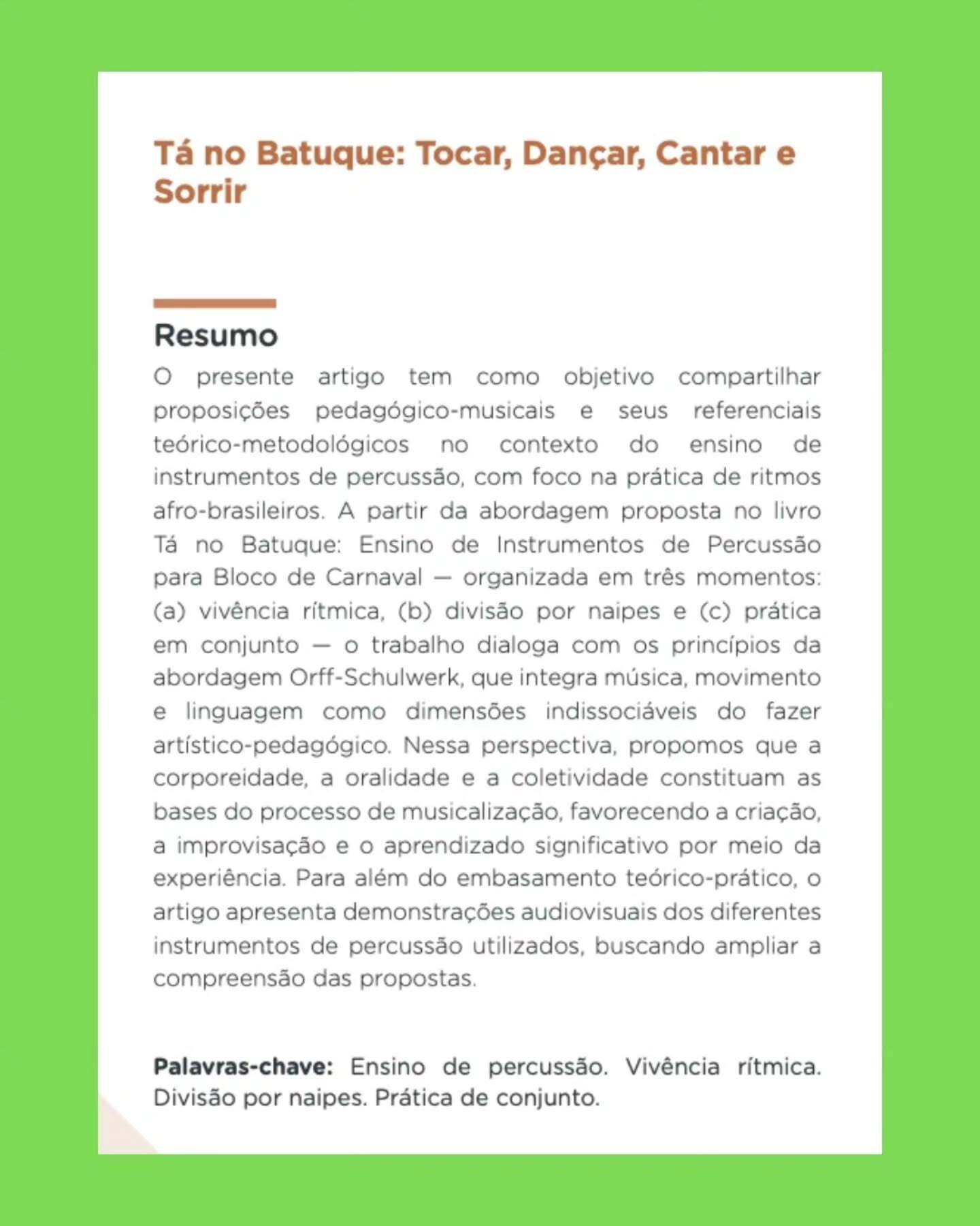 Metodologia Tá no Batuque